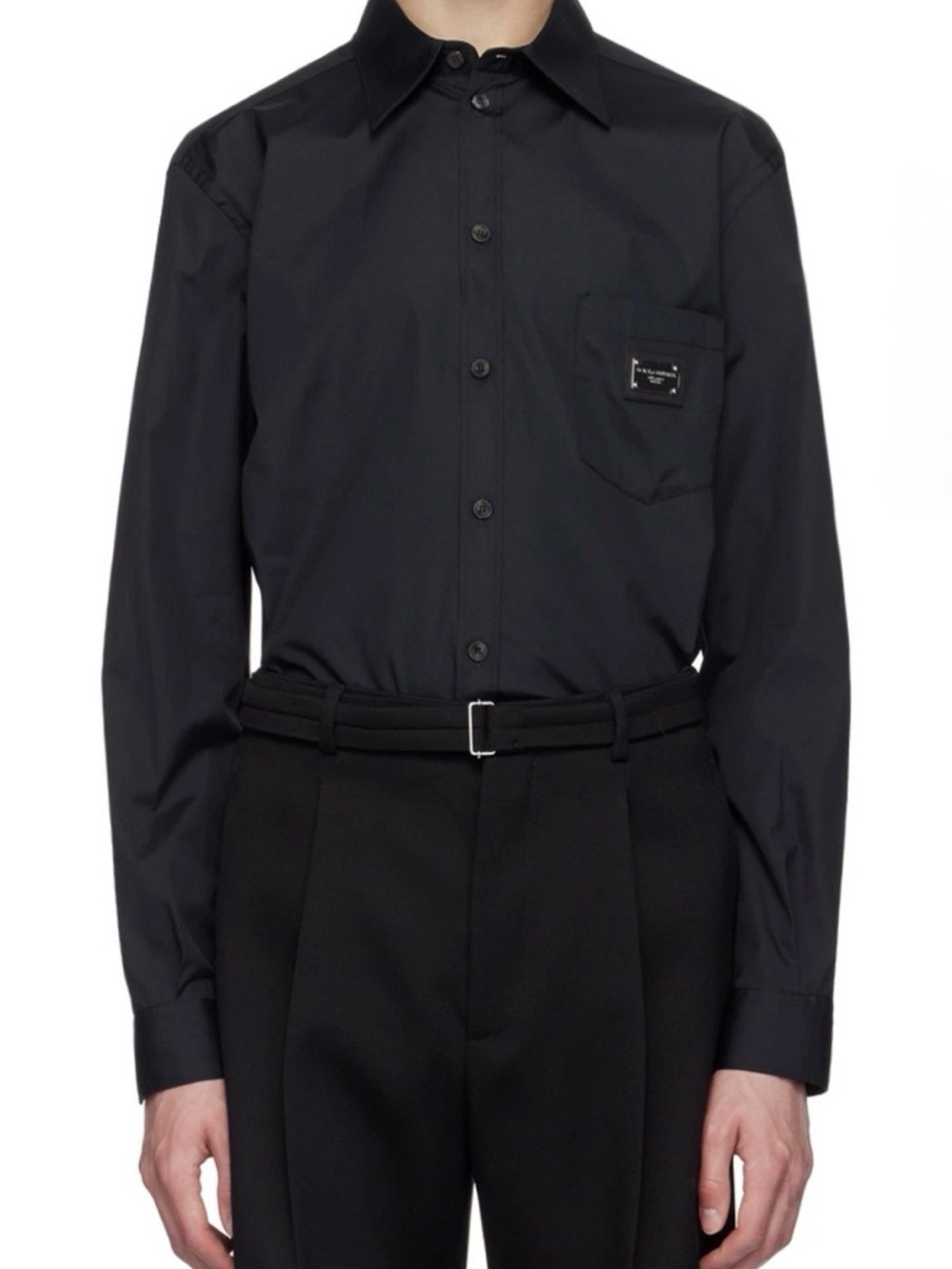 Dolce & Gabbana Men's D&G Logo
Plaque Black Poplin Shirt Size 39
15.5 Medium